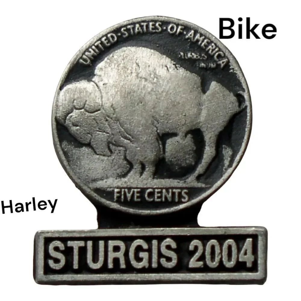2004 STURGIS SOUTH DAKOTA HARLEY BIKE WEEK HAT VEST JACKET BUFFALO NICKEL PIN